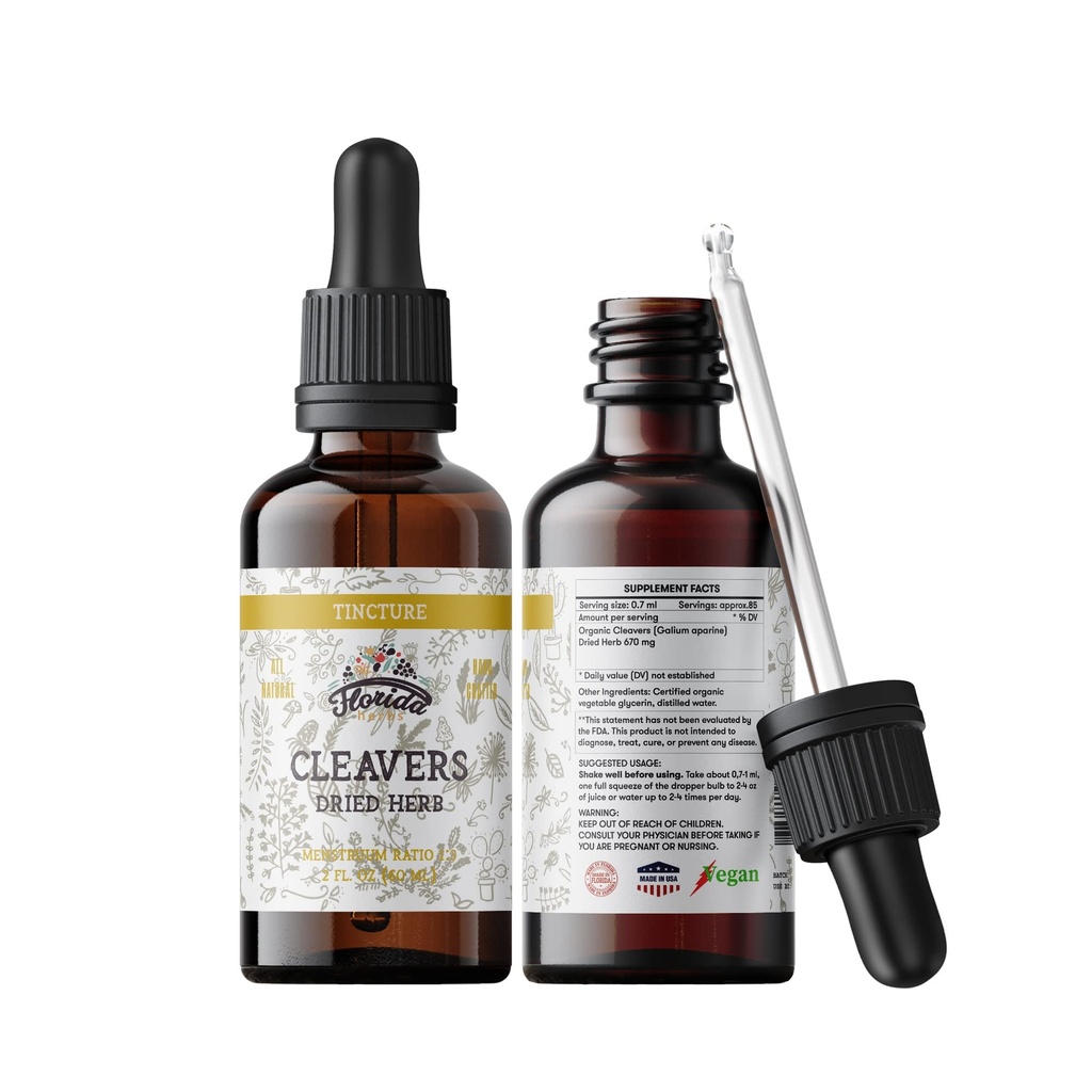 Cleavers Tincture, Orgánica Cleavers Extract, Cleavers Drops (Galium aparine) Herb