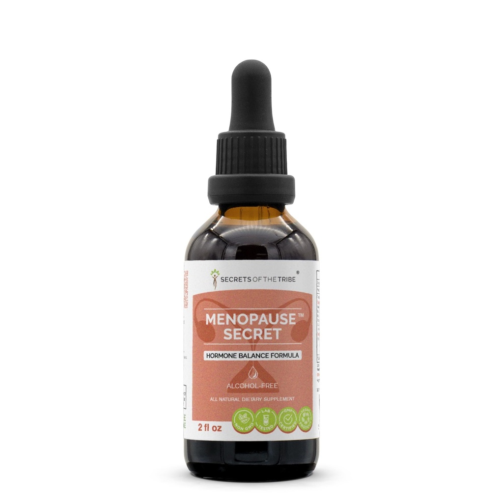 Menopause Secret Alcohol-Free, Glycerite Black Cohosh, Vitex, Red Clover, Maca, Dong Quai, St. John's Wort. Tintura, Extracto Herbal Saldo hormonal Fórmula 2 OZ