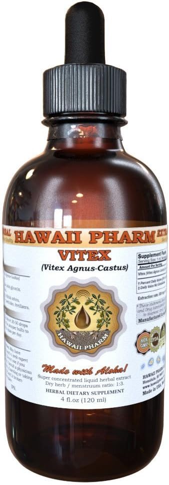 Vitex Liquid Extract, Orgánica Vitex (Vitex Agnus-Castus) Tintura, Suplemento Herbal, Hawai Pharm, Made in USA, 2 fl.oz