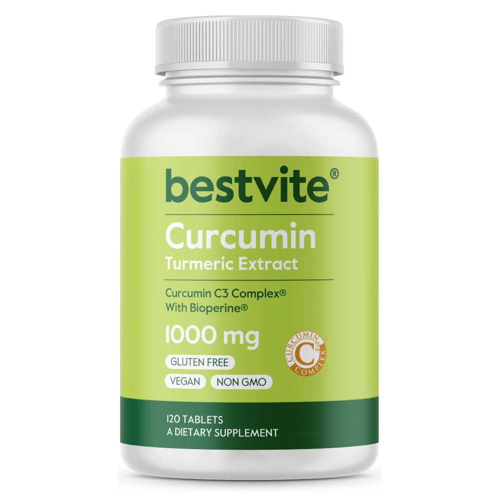 Curcumin 1000mg (Turmeric)(120 Tablets) Fabricado con Curcumin C3 Complejo " Bioperina - Estándarizado a 95% Curcuminoides - Vegan