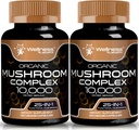 Suplemento de setas capsules 10:1 Extracto, Complejo de setas cápsulas 1000mg, León Mane Suplemento con Turquía Tail, Cordyceps, Reishi - 2 Pack