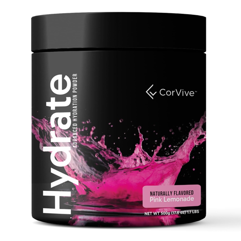 Hydrate Electrolyte Drink Mix ← Pink Lemonade Flavor ← NSF Certified  durable Electrolytes, Vitamina C, Magnesium, Zinc, Potassium ← Utilizado por Athletes &amp; US Military ← Boost Performance ← 50 Servings