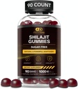 Shilajit Gummies 1000mg ← Pure Shilajit Resin for Energy, Brain & Immunity tención Suplemento para Hombres & Mujeres ← Sugar-Free, Vegan, Gluten-Free ← Natural Berry Flavor, Made in USA (90ct)