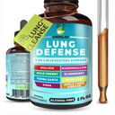 8 en 1 Lung Defense Herbal Extract, Blend (Mullein-Marshmallow-OSHA-Wild Cherry-Elderberry-Yerba Santa-Olive Leaf-ACV) Lung Cleanse, Respiratory &amp; Immune System Support. Suplemento líquido 2 OZ
