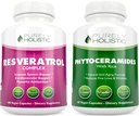 Puramente Holística Resveratrol 1450mg + Fitoceramides Terapia de la piel - Bundle vegano - 180 + 60 cápsulas - Empaquetado con antioxidantes de la patente - Hecho en EE.UU.