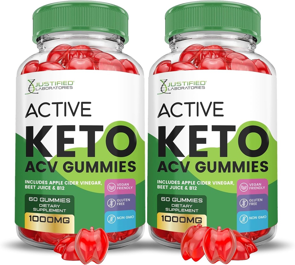 (2 Pack) Active Keto ACV Gummies Advanced Formula 1000MG ActiveKeto Keto Gummies Apple Sider Vinegar Formulado con Pomegranate Beet Juice Powder B12 Vegan Non GMO 120 Gummys