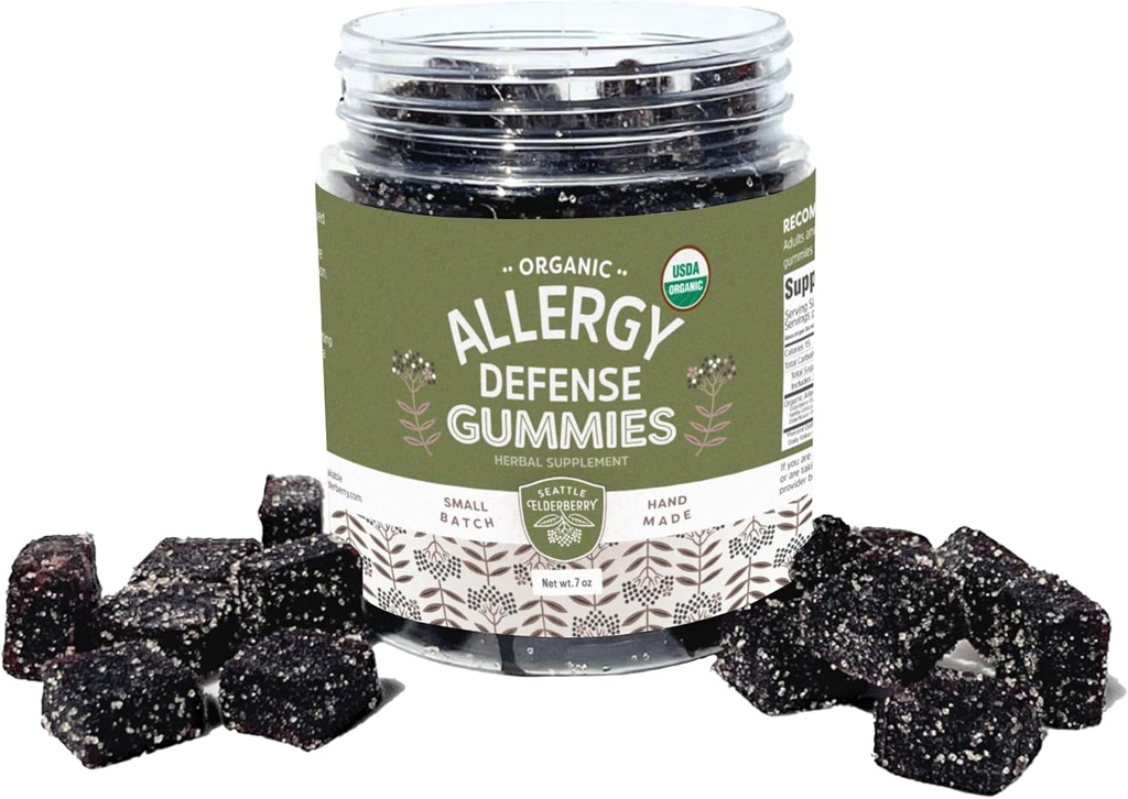 Gummies de Defensa de la Alergia – Delicioso, libre de gluten, suplemento herbario sin gelatina con beneficios de alergia al potencial Made from Only Organic Ingredients in Small Batches in The USA - 7oz
