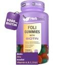 Herbtonics Foli Biotin Gummies with Hair Vitamins TENIDO Hair Growth Supplement for Women &amp; Men TEN Hair, Skin and Nails Vitaminas Gummies sin azúcar para las mujeres