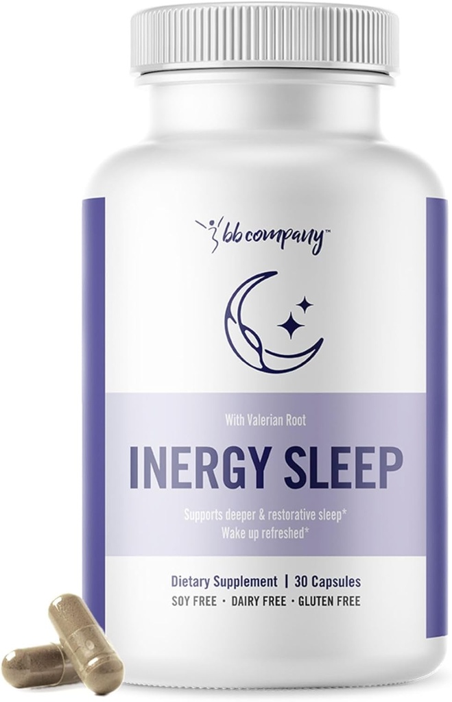 BB Company inergySLEEP Suplemento para dormir natural para dormir profundo, ayuda a calmar y relajar durante el magnesio, limón, cohosh negro, GABA, Holy Basil ¦ Embalaje Vary  30 Ct