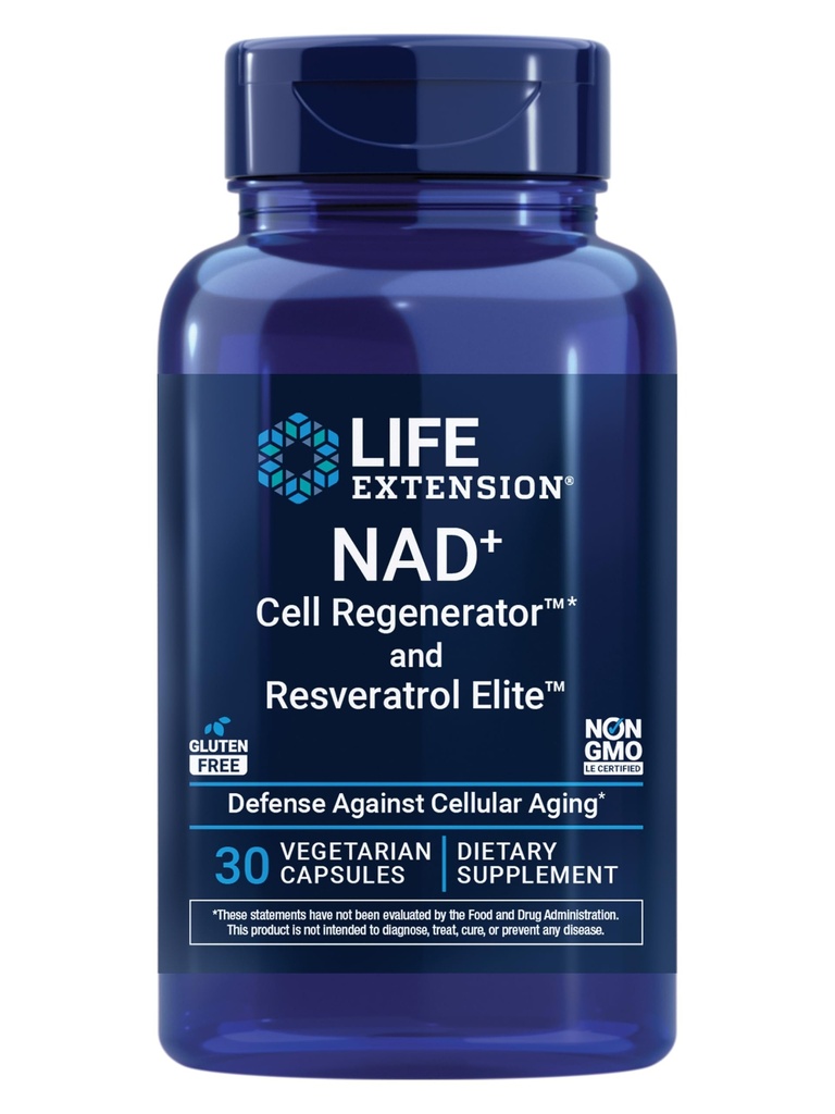 Regenerador de células NAD+ y Resveratrol EliteTM*, riboside nicotinamide, Trans-resveratrol, quercetina, Fisetin, Heart Health, Healthy Aging, Vegetarian, Non-GMO, Gluten Free, 30 cápsulas