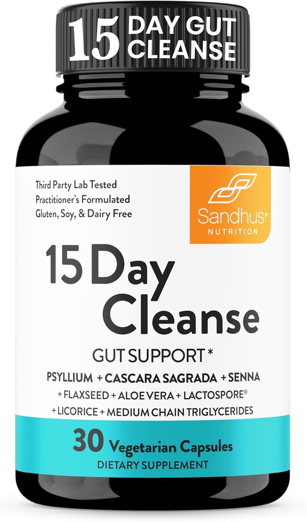 Sandhu's 15 Day Gut Cleanse Colon Detox for Women ' Men sometida Supports Colon Cleansing " Digestive Health vidas Senna, Cascara Sagrada, Psyllium Husk " Probiotics sometida 30 Capsules Dietary Supplement,15 Days Supply