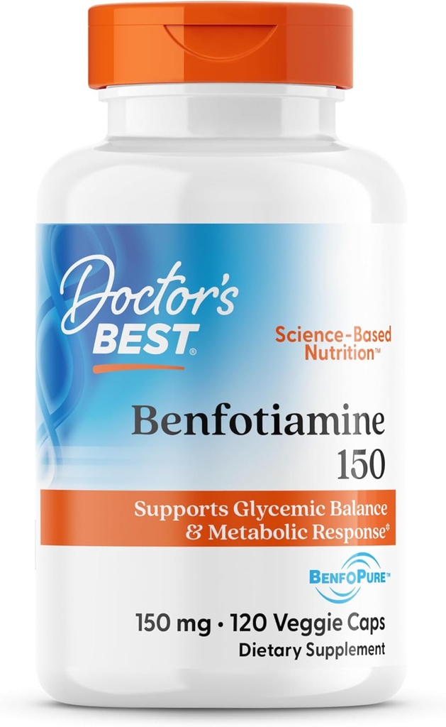 Médicos mejor Benfotiamine 150, soporta equilibrio glucémico " Respuesta metabólica, no GMO, Gluten Free, Soy Free, Vegan 120 Veggie Caps