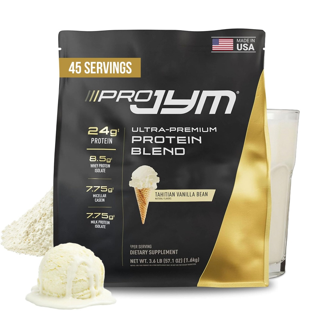 Pro JYM Tahitian Vanilla Protein Powder - Whey Protein Isolates, Casein, " Milk Protein, Lean Muscle Building for Men ' Women, JYM Supplement Science, 45 Servings