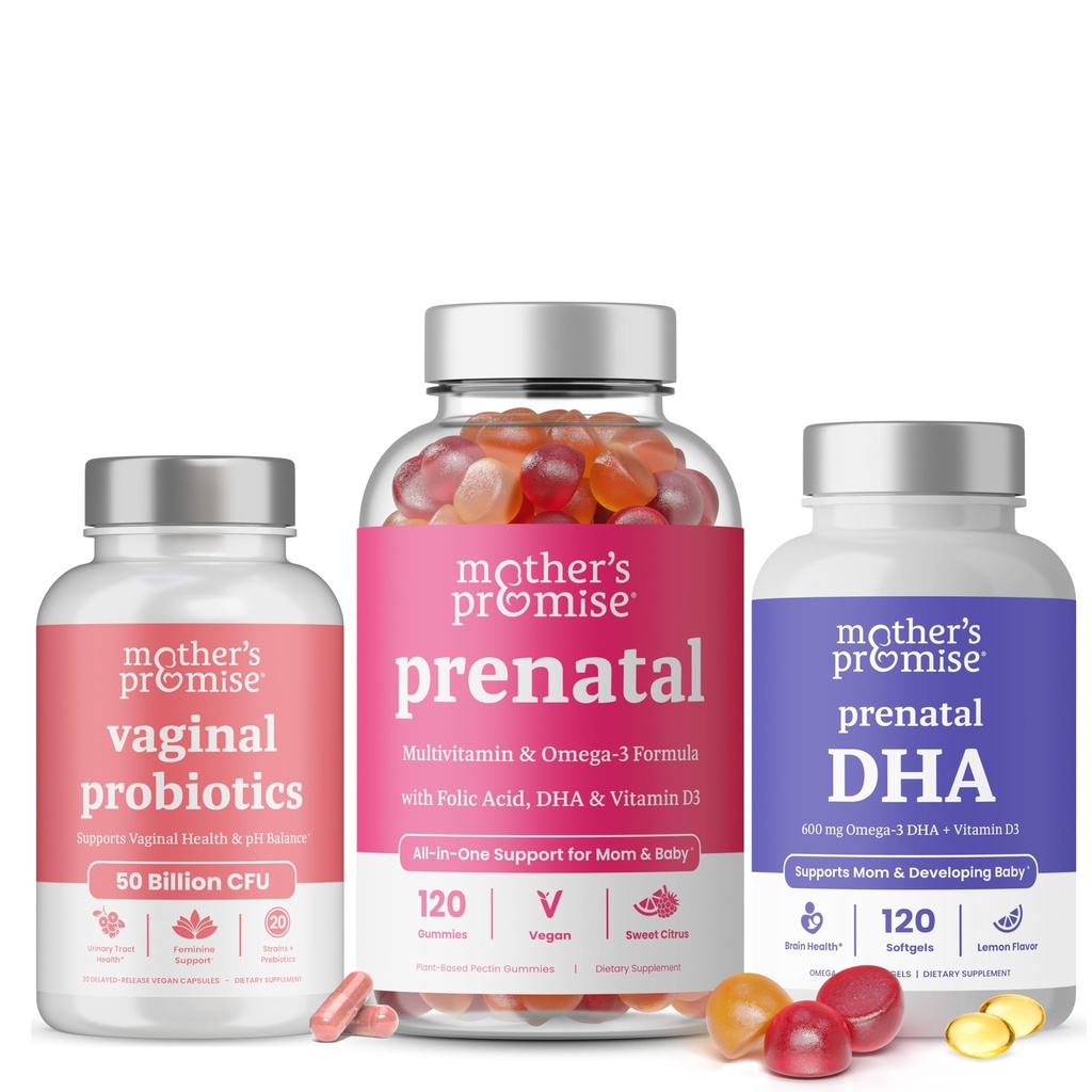 Mother's Promise Vaginal Probiotics + Prenatal DHA & Prenatal Vitamin Gummies Bundle