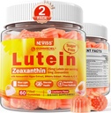 2 Pack Lutein y Zeaxanthin Suplementos Gummies (25mg) Vitaminas A, C, E, Bilberry, Astaxanthin - Aceite de coco para una mejor absorción - para adultos & adolescentes visión, ojo, cerebro, piel - Vegan, azúcar gratis