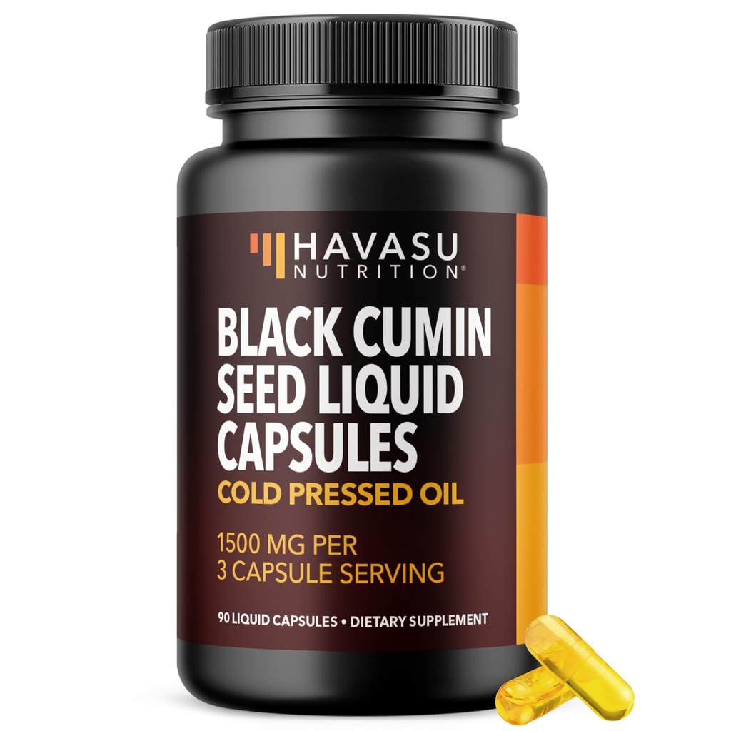 Cold Presionado Negro Semillas de aceite - 1500mg Negro Cumin Suplemento para funciones inmunitarias, soporte digestivo &amp; salud general - Peluquería &amp; Skin Superfood - Nigella Sativa - 1 Mes de suministro, Desflavorado