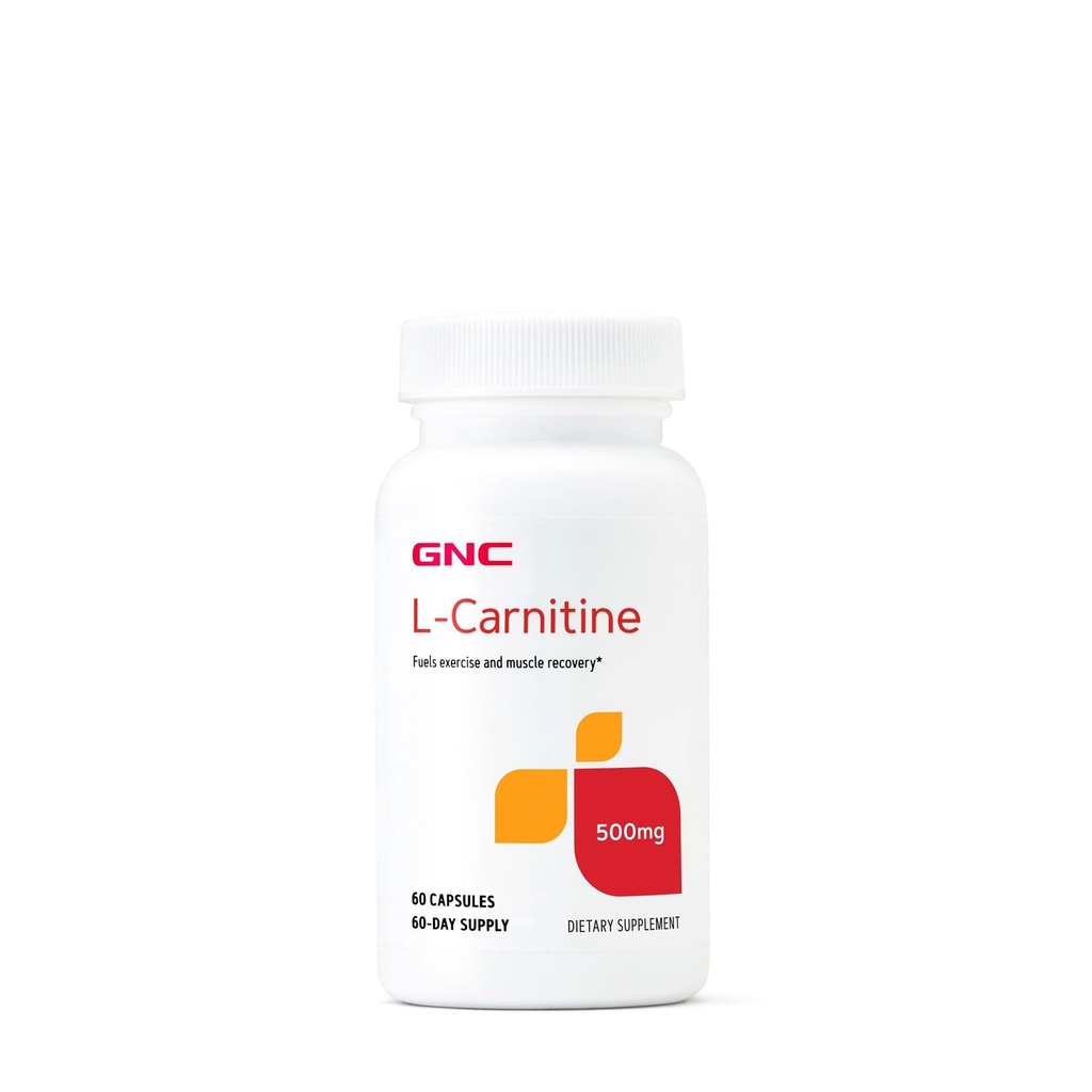 GNC L-Carnitina 500mg, ayuda a metabolizar ácidos grasos de alta velocidad, 60 cápsulas