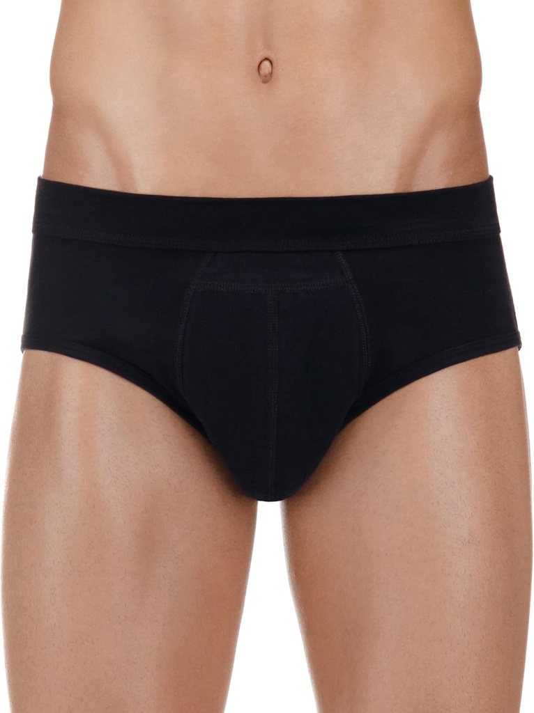 PRO-TECH-Dry - Lavable & Reutilizable Incontinencia urinaria Cotton Breve ropa interior para hombres, con Front Absorbent Area (Black, XX-Large)