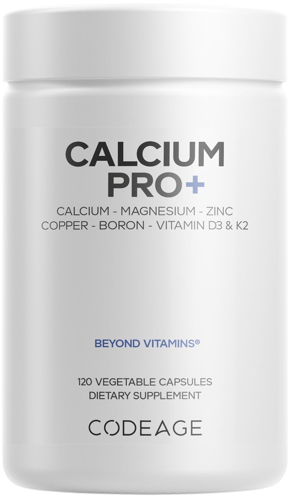 Calcium 250mg Suplemento, Vitamina D3, Magnesio, Zinc, Copper, Boron, Vitamina K2-2-Month Supply - Elemental Calcium Pills &amp; High Calcium Vitamins, Non-GMO - 120 Capsules