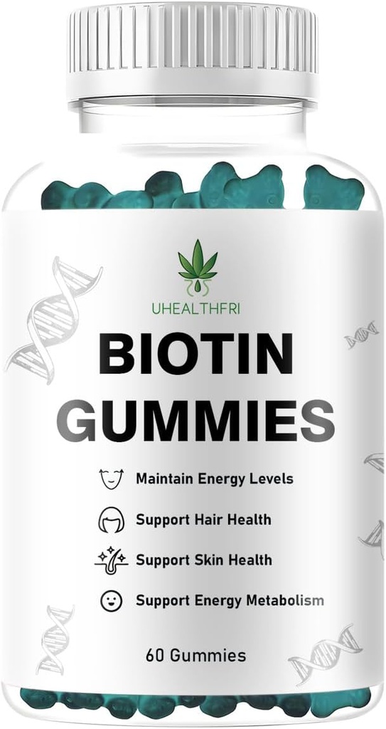 Biotina Gummies, Peluquería, Piel y uñas Gummies - Soportes Pelo sano - Vitaminas de Biotina Vegan para Hombres (1)