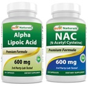 Mejores Naturales Ácido Lipoico alfa 600 mg & NAC 600 mg