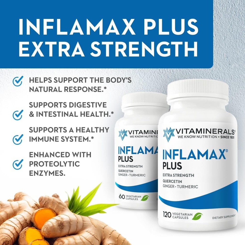 Vitaminerals® 121+ Inflamax® Plus ← Quercetin ← Proteolytic Enzymes TEN Ginger TEN Turmeric TEN VENDIDO