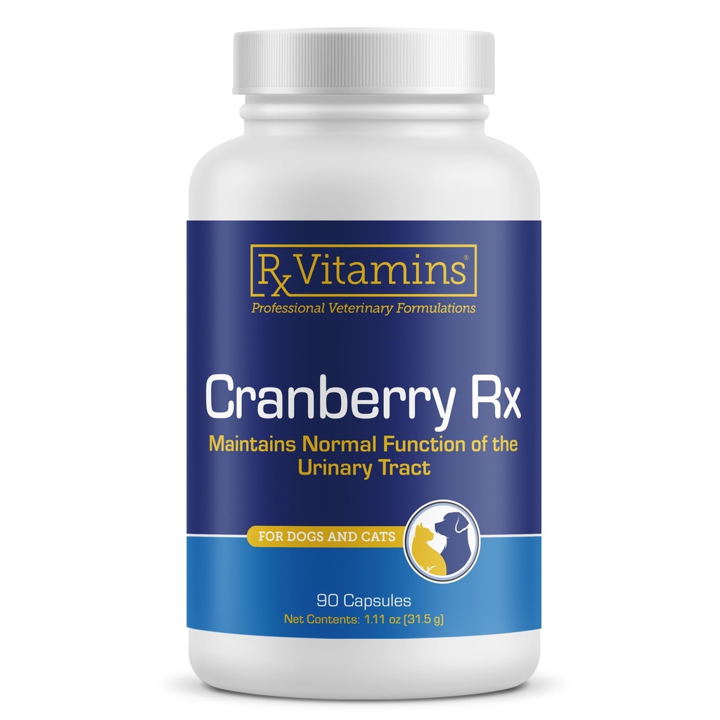 RX Vitaminas Cápsulas de arándano - Suplemento de arándano para perros y gatos - Apoyo para la salud de la tractrina urinaria y la salud de la vejiga - Cat UTI Remedy and Dog UTI Prevention - Boost Immune Support - 90 count