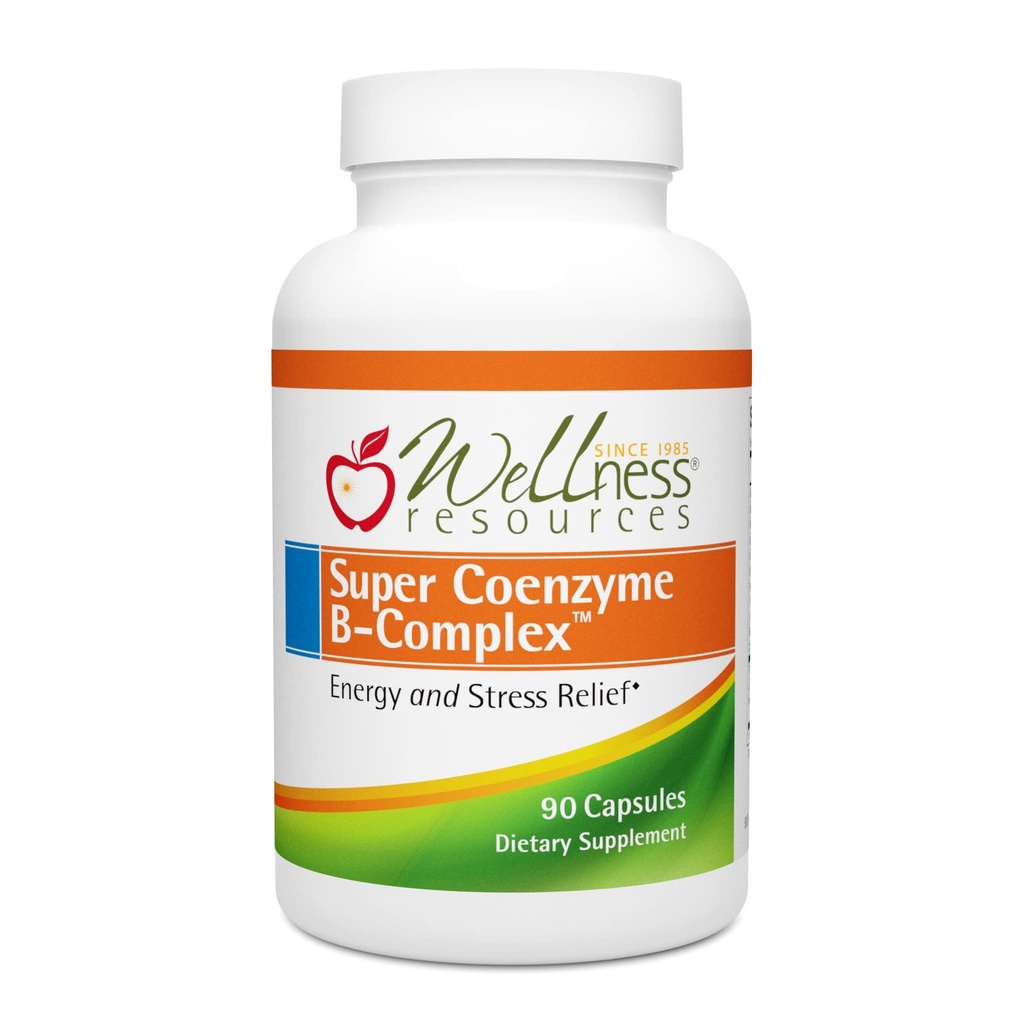 Wellness Resources Complejo Super Coenzyme B - 90 cápsulas - Vitamina B12, Complejo de Vitamina B para el Crecimiento del Pelo, Soporte Adrenal &amp; Stress Relief - Metilada B12, Folate, Biotina, Riboflavin, Thiamine