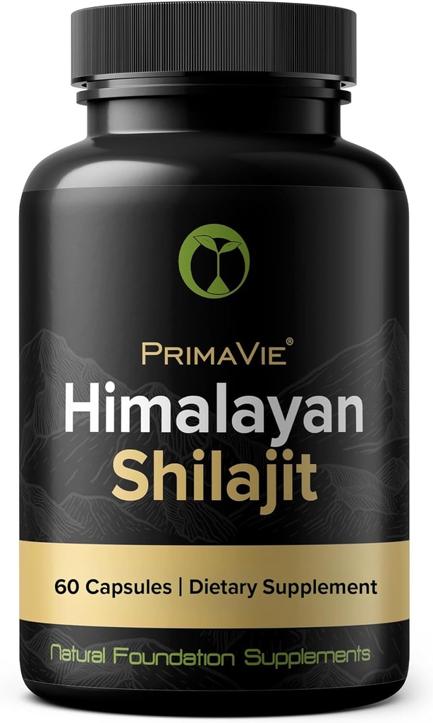 Shilajit Capsules High Strength Purified Primavie Shilajit Harvested at 10,000 Pies de las montañas del Himalaya Rico en ácido fúlvico " Minerales de rastro 3er partido testó 100% Natural Made in the USA (60)