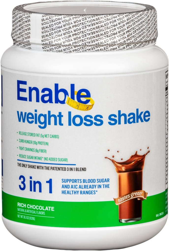 Habilitar la pérdida de peso Shake - sabor de chocolate rico para el reemplazo de comida deliciosa y Nutritious, 2lb 11oz