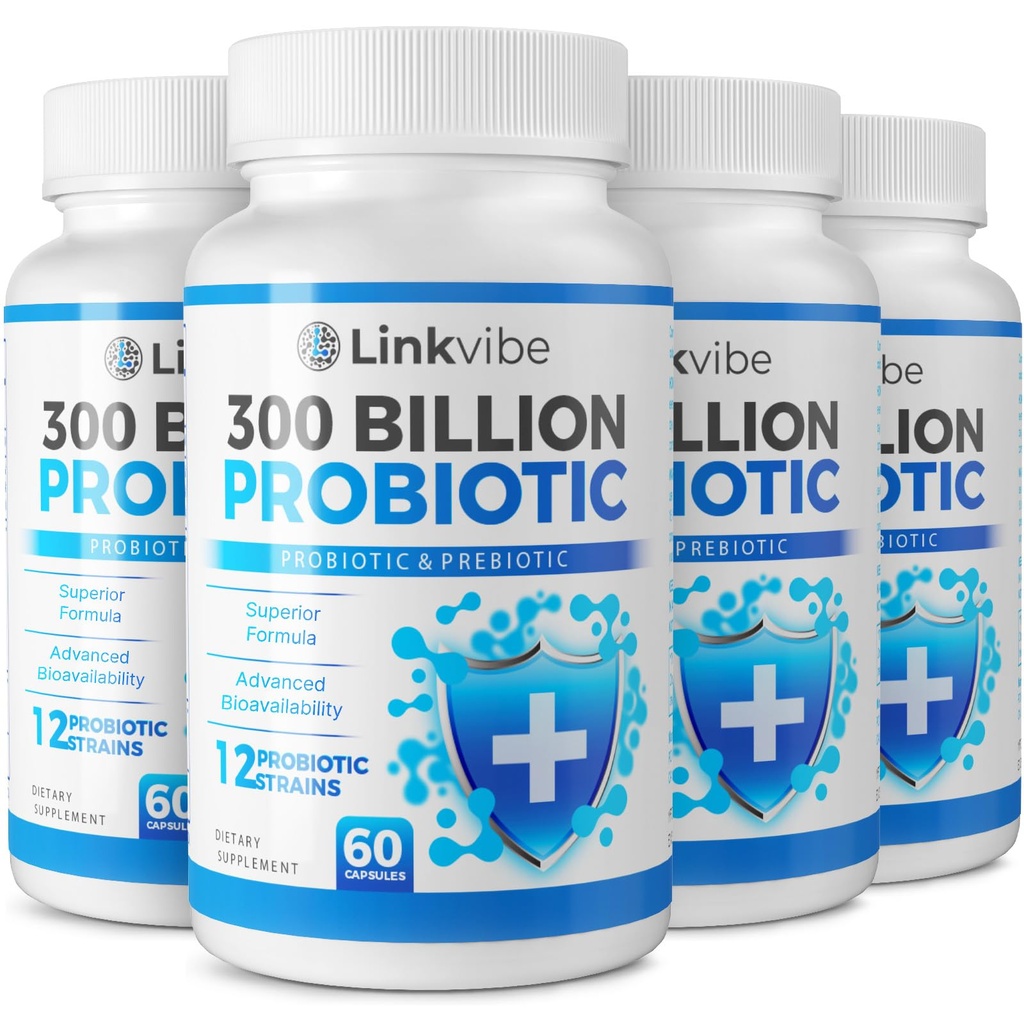 Probiótico 300 Billones CFU - 12 Strains with Organic Prebiotics for Digestive & Gut, Immune, Bloating Health - Probiotics for Women and Men - Daily Dairy Free, Shelf Stable - 240 Condes