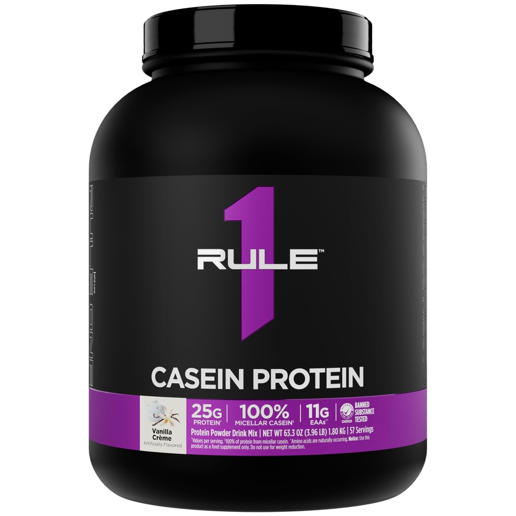 Regla 1 Casein Protein - 25g Protein and 11g EAAs Por Serving from Slow-Release Micellar Casein for Overnight Recovery and Sustained Delivery Between Meals (4 libras*, Vanilla Crème)