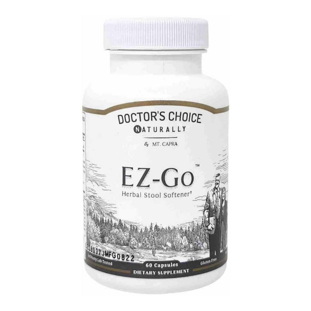 Mt. Capra EZ-Go Herbal Stool Softener ← Non-Habit Forming, Gentle Elimination Support ← Incluye Cape Aloe Gel, Slippery Elm Bark, Marshmallow Root, Triphala, Magnesium y Rhubarb Root tención 30 Servings