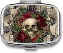 Metal 2 Organizador de píldoras Organizador Travel Friendly Portable Compact Pill Box Cute Pill Case to Hold Vitamins,Fish Oil,Supplements,Meds,Tablet for Purse,Pocket. (Skull)