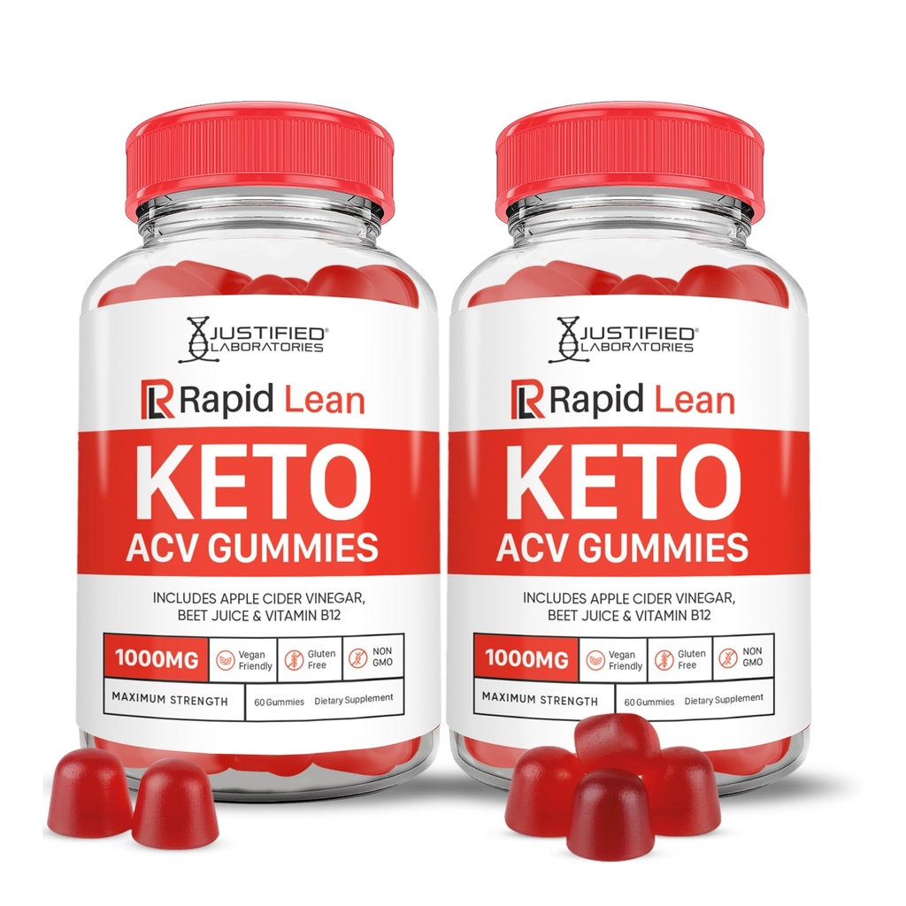 (2 Pack) Rapid Lean Keto ACV Gummies Advanced Formula 1000MG Rapid Lean Keto Gummies Apple Sider Vinegar Formulado con Pomegranate Beet Juice Powder B12 Vegan Non GMO 120 Gummys