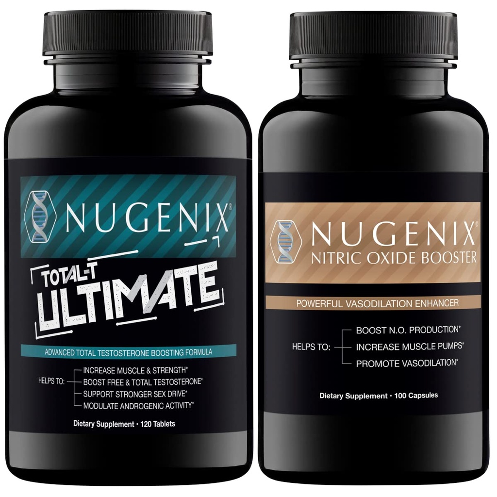 Nugenix Total-T Ultimate Testosterone Booster para Hombres y Nitric Oxide Booster para Hombres
