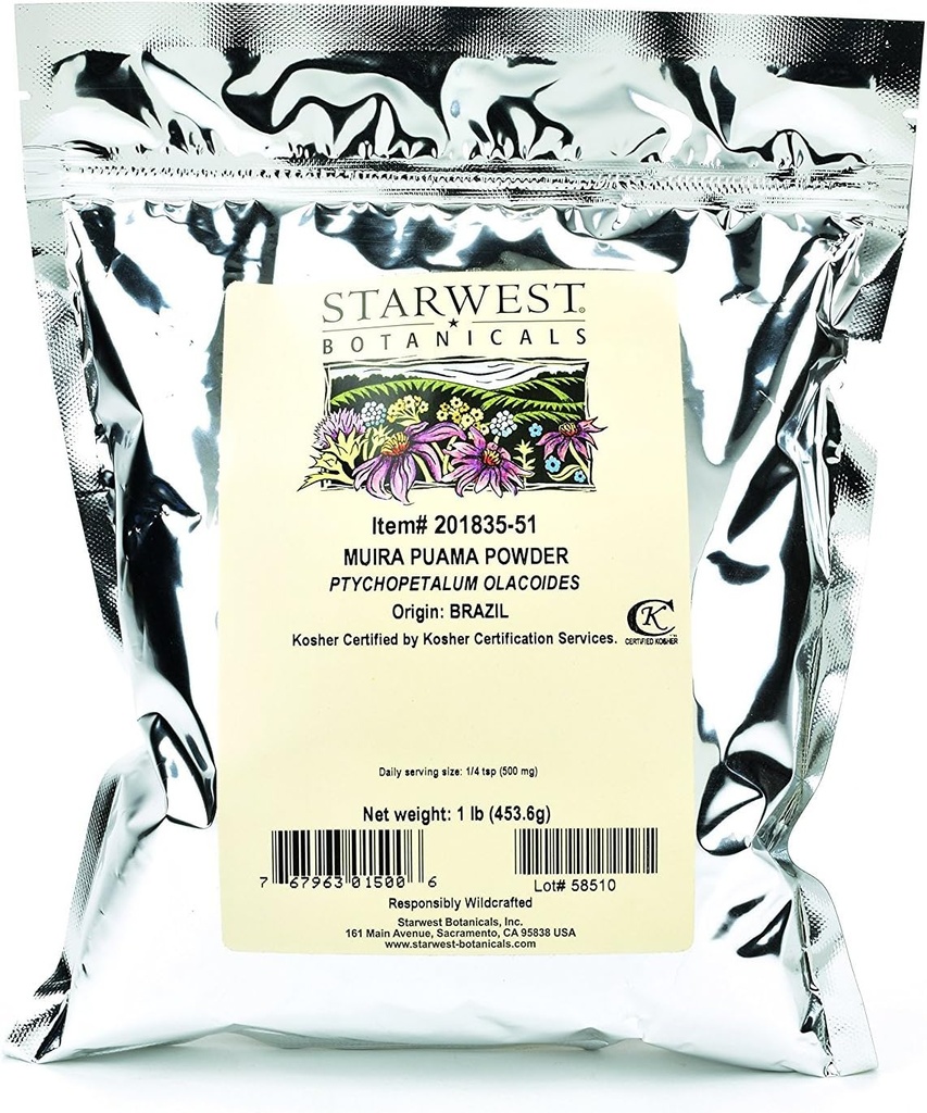 Botánica Starwest Muira Puama Powder Wildcrafted, 1 libra