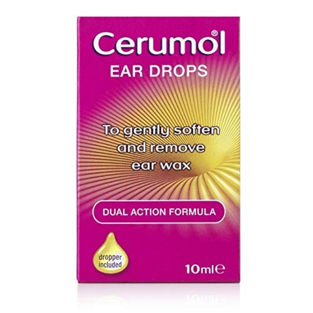 Dual Action Ear Drops, 10ml, Gentle Formulation, Helps Relieve Symptoms of Ear Wax, Softens Earwax, Dropper Included