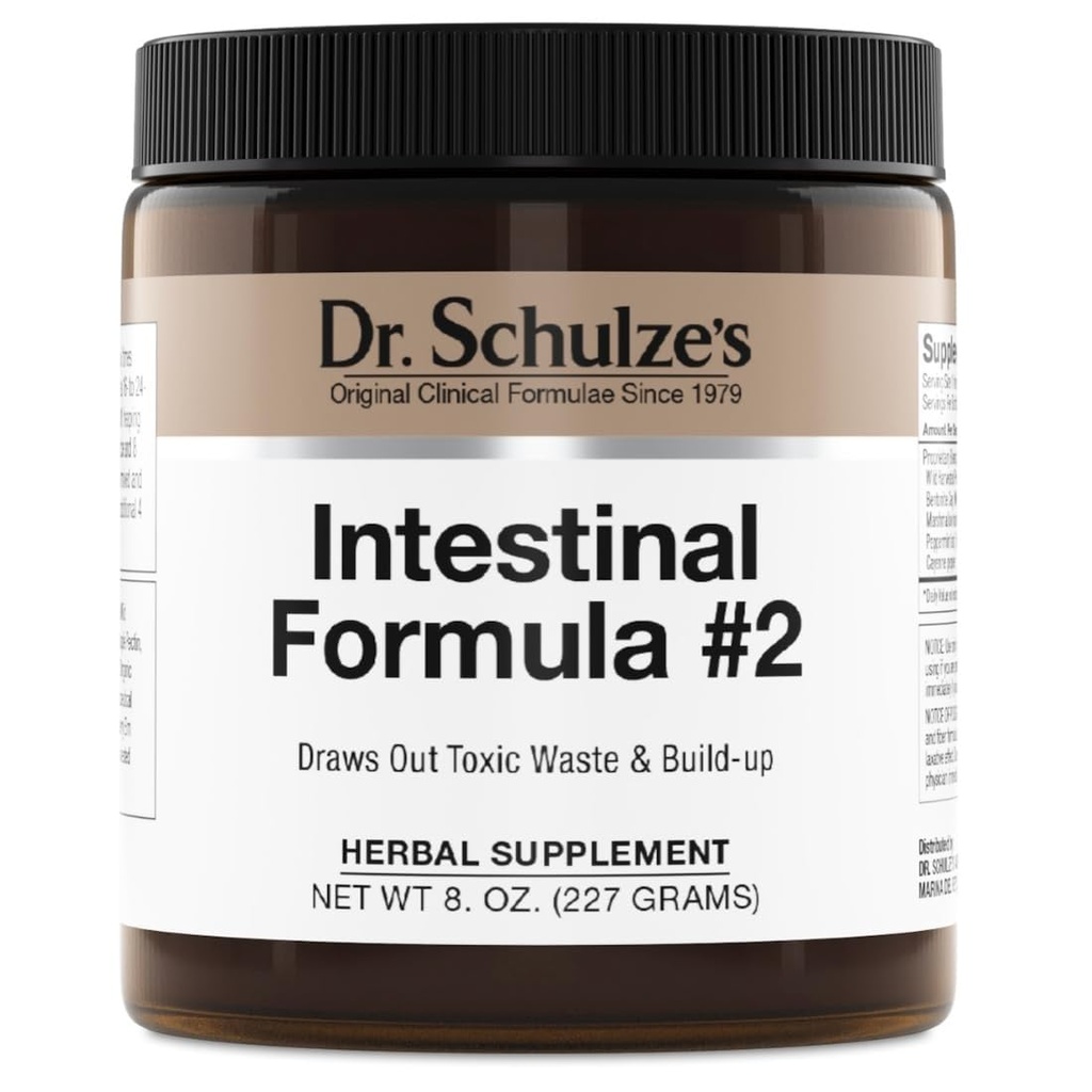 Fórmula Intestinal del Dr. Schulze #2 - Suplemento de limpieza para el apoyo a la salud del colon - Apoyos Eliminación diaria - Suplemento Herbal de base vegetal - Gluten-Free & Vegan - 8 oz
