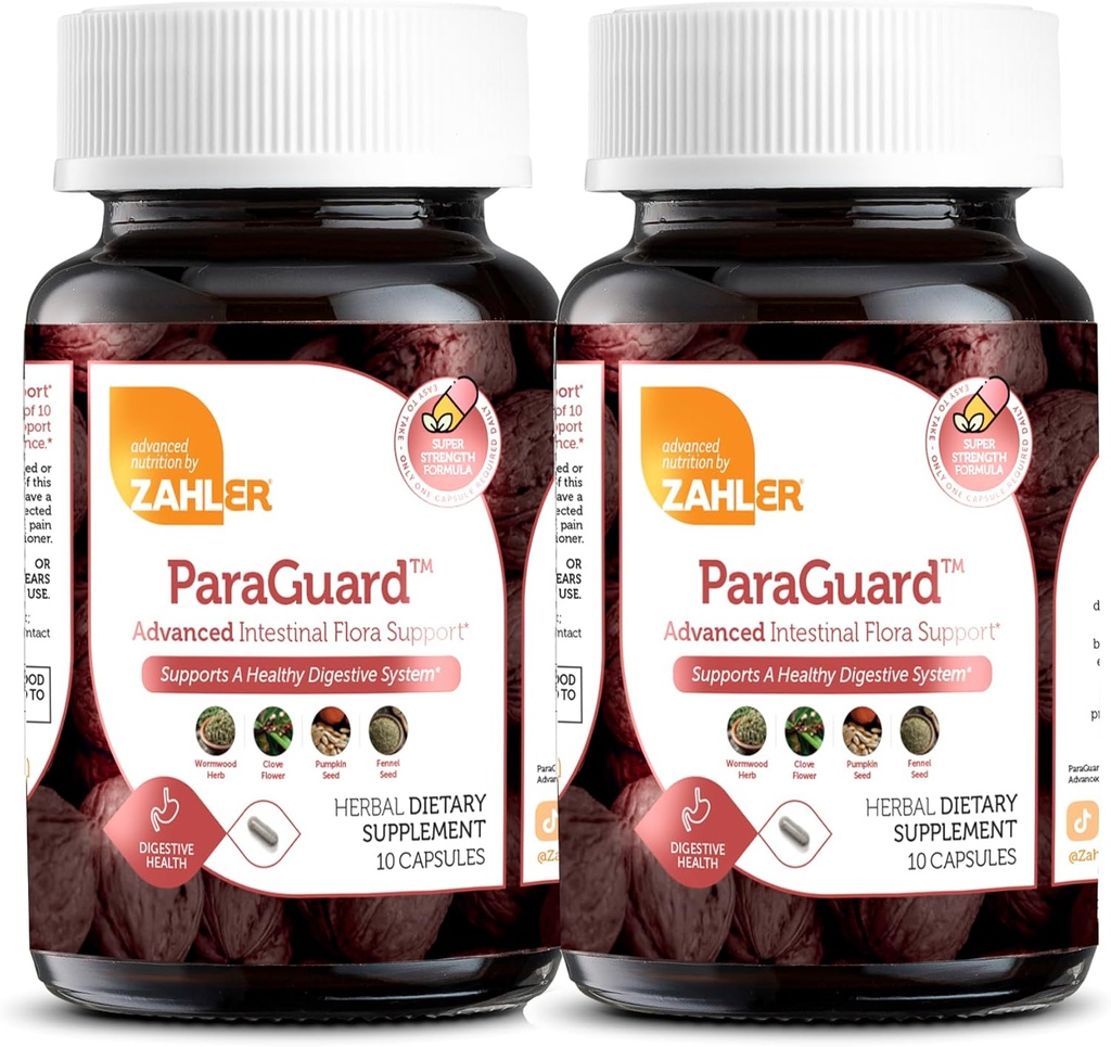 Zahler - ParaGuard Capsules - Suplemento Gut Health - Fórmula tiene Wormwood, ajo, semilla de calabaza, collado &amp; Más - Apoyo natural para los humanos - Certified Kosher 20 Conde.