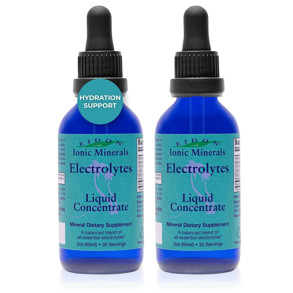 Eidon Electrolytes - Liquid Electrolyte Drops, Ionic Mineral Supplement to Add to Water, Replenish &amp; Balance The Electrolyte Equilibrium, Hydration Support, Unsweetened Sugar Free - 2 oz, 2 Pack