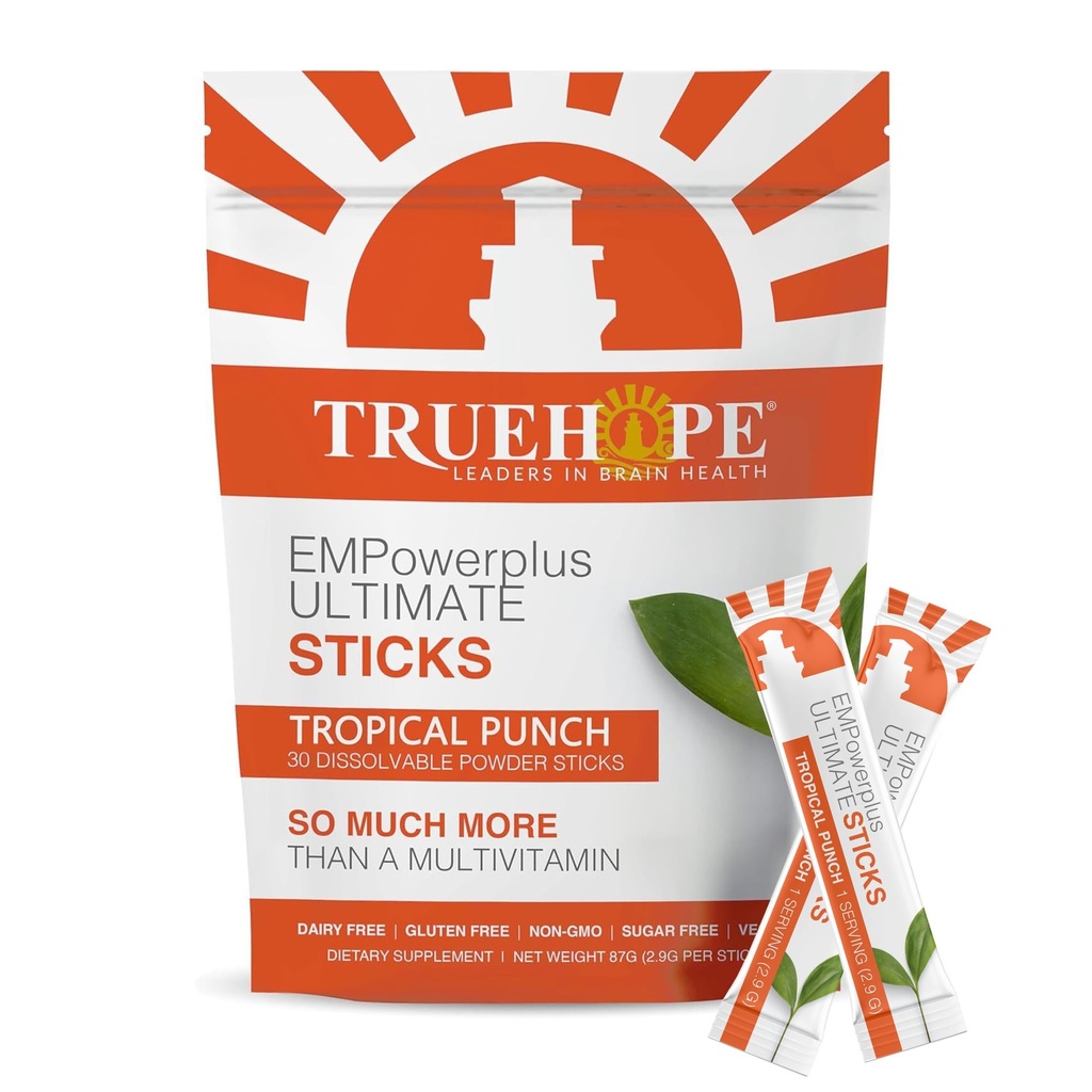 Pouches multivitamínicos con Inositol, Vitamina D, Vitamina C, Selenium, Choline, Ácido Pantoténico, Niacina, Iodine - Once-Per-Day EMPowerplus Ultimate Sticks - 30 Conde, Punch tropical