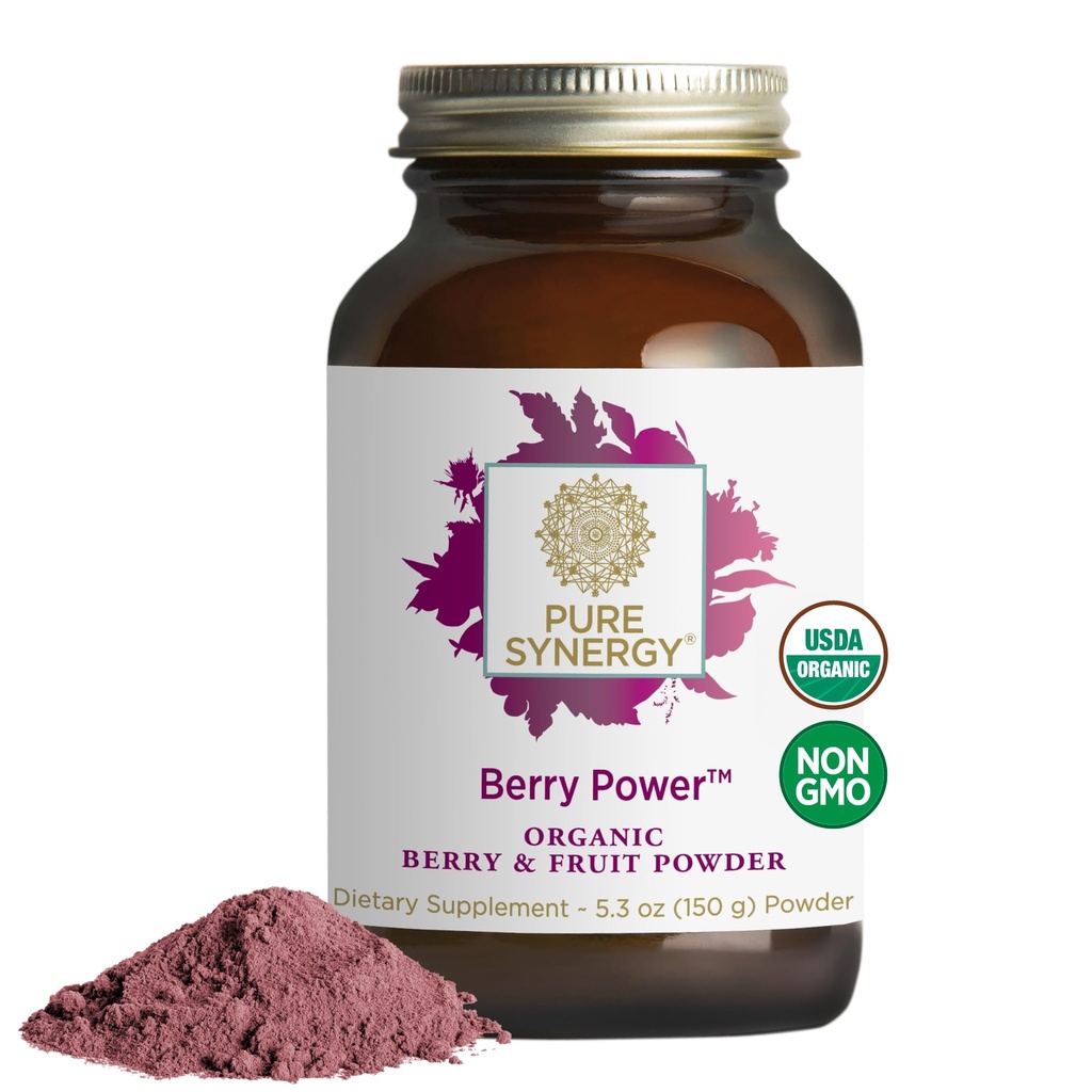 PURE SYNERGY Berry Power ← Berry Orgánica y Fruta Polvo Silencioso Suplemento Antioxidante con Acai Orgánico, Camu Camu y Wild Blueberry ← para el envejecimiento saludable, inmune y soporte de la piel (5.3 oz Polvo)