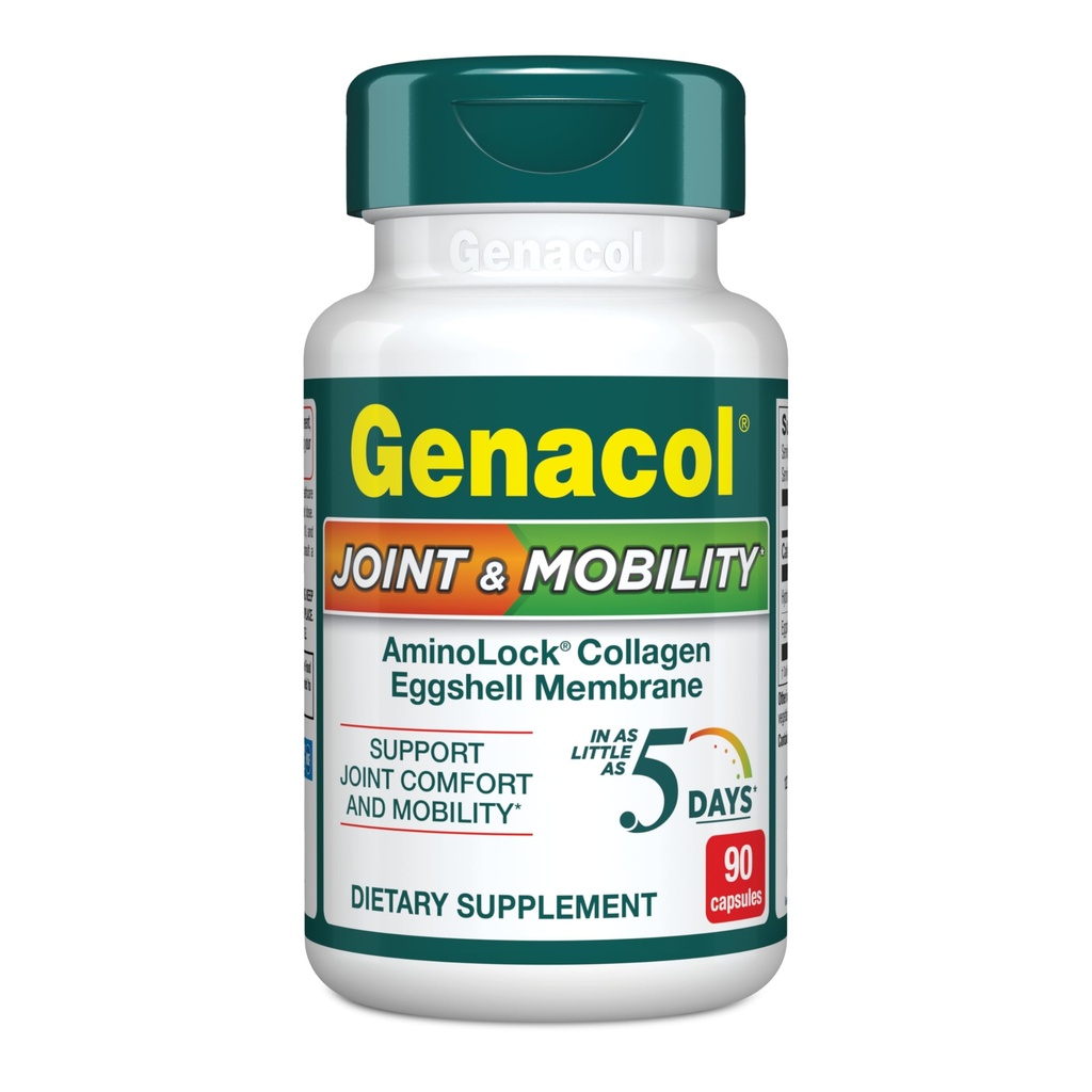 Genacol Joint &amp; Mobility – Membrane Eggshell and Ultra-Hydrolyzed Collagen Peptides, Support Joint Comfort & Mobility, Results in as Little as 5 Days, 90 Capsules (30-Day Supply)