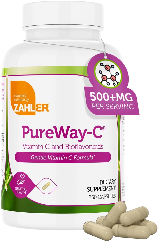 Zahler Vitamina C 500mg - Vitamina C Capsules 500mg con Bioflavonoides - Gentle on Stomach - Immune Support - Gluten Free Non-GMO VIT C 500mg Suplemento de vitamina C para adultos (250 Conde)
