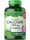 Verdad de la naturaleza Calcio 1200 mg Más Vitamina D3 5000 UI Suplementos, 120 Cuenta (Pack of 3)