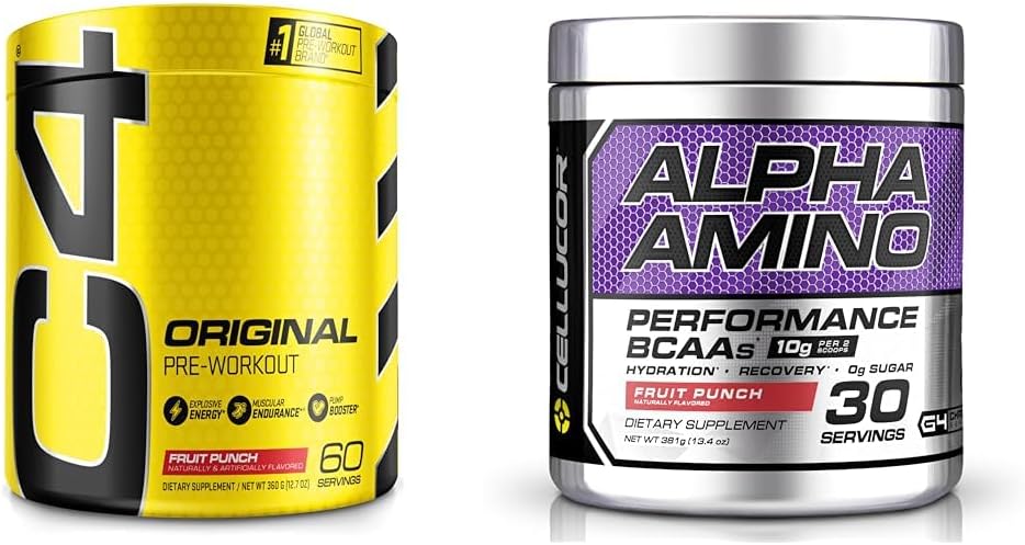 Cellucor C4 Original Pre Workout Powder Fruit Punch - Vitamin C for Immune Support & Alpha Amino EAA & BCAA Powder | Branched Chain Essential Amino Acids + Electrolytes | Fruit Punch | 30 Servings