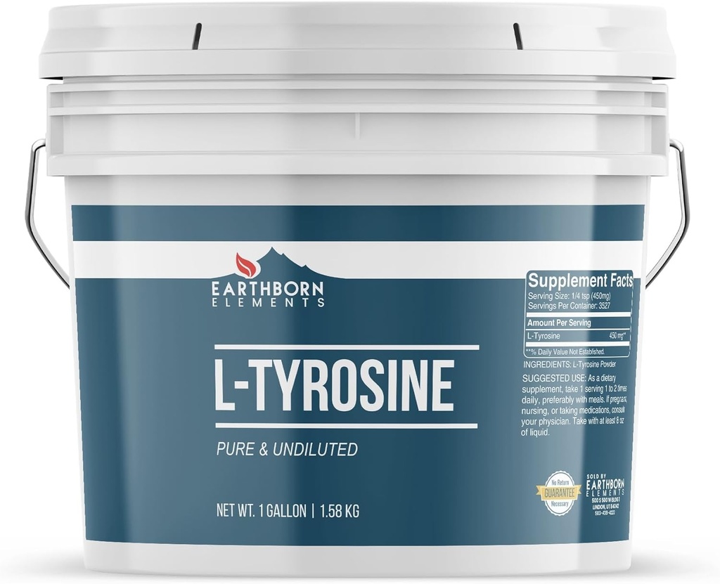 Elementos terrestres L-Tyrosine 1 Cubo de Gallon, Puro ' Undiluted, Dietary Supplement Powder