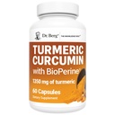 Dr. Berg (sólo 2 por día) Suplemento Turmérico con Pepper Negro (BioPerine) - 1350 mg Suplemento Turmérico de Curcumina con 95% Curcuminoides – Curcumina Turmérica con Pepper Negro – 60 cápsulas Turméricas