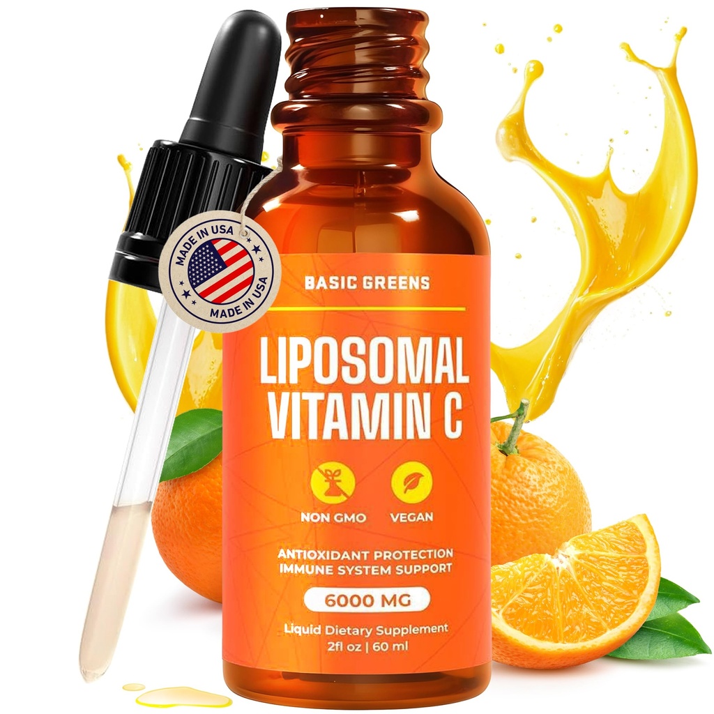 Vitamina Liposomal C Líquida 6000mg – Alta Absorción Líquida C Suplemento para Apoyo Inmuno, Antioxidante y Salud de la Esquía – No GMO, Vegan, Fórmula suave – 2 fl oz